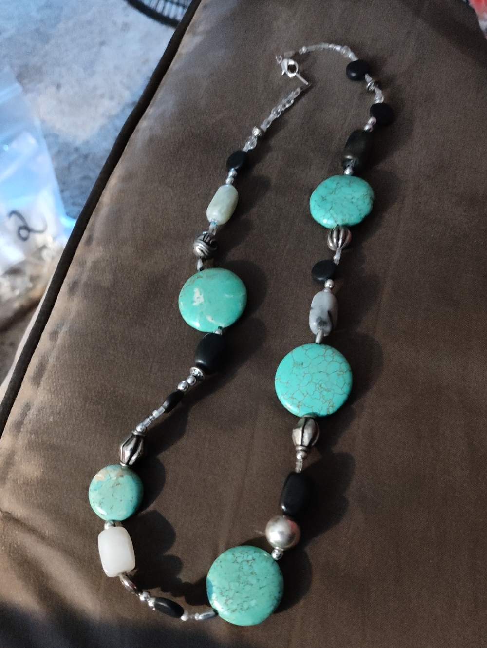Turquoise Disc Bead Necklace - Women Jewelry